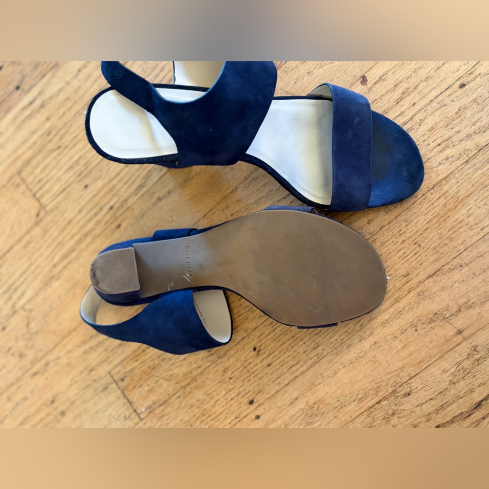 Cole Haan Octavia block heel suede sandal Marine blue - Picture 9 of 14